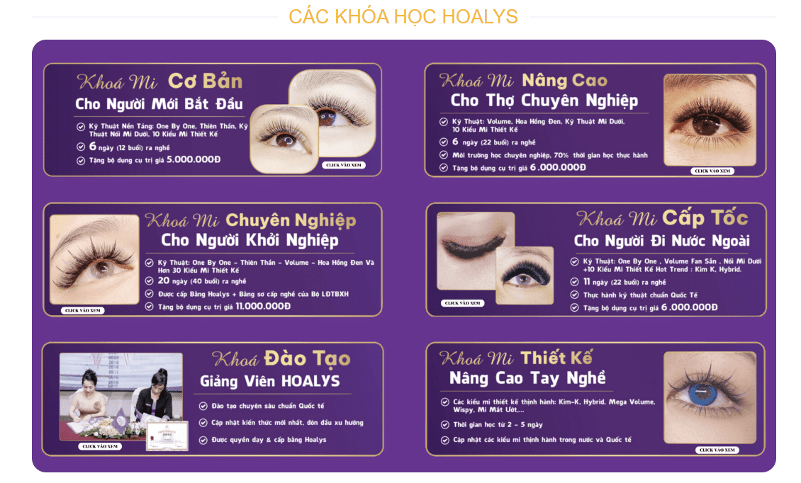 Học Viện Đào Tạo Nối Mi Chuyên Nghiệp Hoalys Academy đào tạo chuyên nghiệp và bảo hành tay nghề trọn đời.