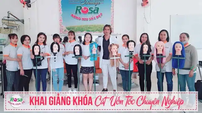 Dạy nghề Rosa trung tâm giảng dạy khoá cắt uống tóc chuyên nghiệp.