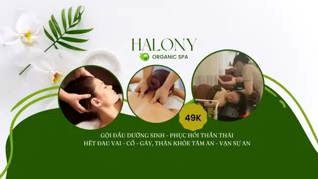 Halony Organic Spa gội đầu dưỡng sinh phục hồi thần thái.