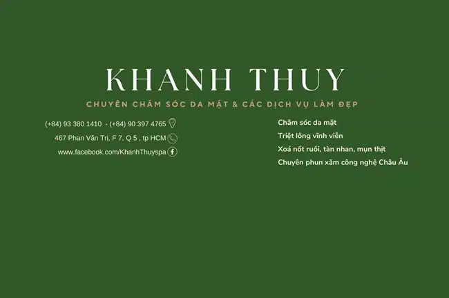 Khanh Thuy Spa cung cấp các dịch vụ làm đẹp với quy trình chuyên nghiệp, nhanh chóng, không gây đau đớn.