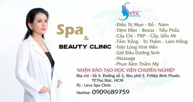 LEVA Spa Clinic cung cấp đa dạng các dịch vụ làm đẹp và các khoá học làm đẹp uy tín tại Thủ Đức.