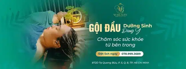 Tiệm gội đầu dưỡng sinh Vibeauty gội đầu theo phương pháp đông y giúp chăm sóc sức khoẻ từ bên trong.