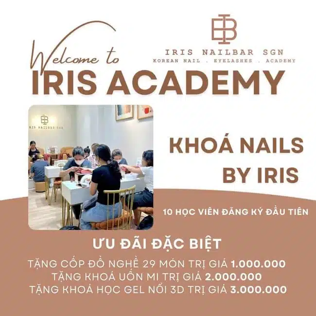 Khi tham gia khóa học tại Iris Nailbar SGN, bạn sẽ được chuẩn bị sẵn tất cả các dụng cụ cần thiết, và không bị ràng buộc bởi thời gian học.