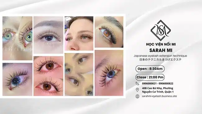 Học viện đào tạo nối mi Sarah Mi cung cấp các khoá học bài bản từ lý thuyết cho đến thực hành từ cơ bản cho đến nâng cao chuẩn Nhật Bản.