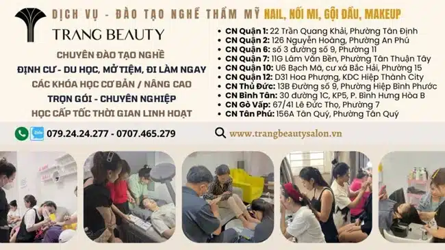 Trang Beauty Salon mang đến cho người học cơ hội tiếp cận các công nghệ và kỹ thuật làm nail chuyên nghiệp.