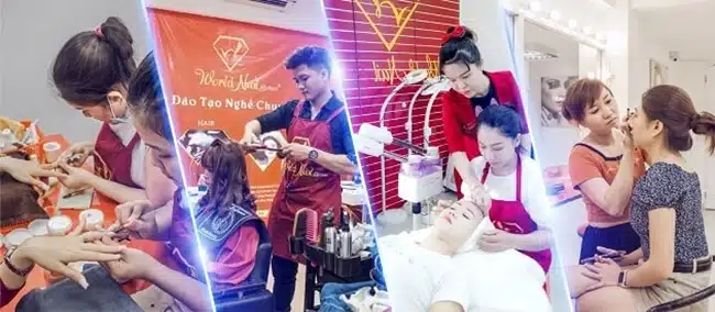 World Nail School có các khóa học thẩm mỹ và cắt tóc chuyên nghiệp đa dạng.