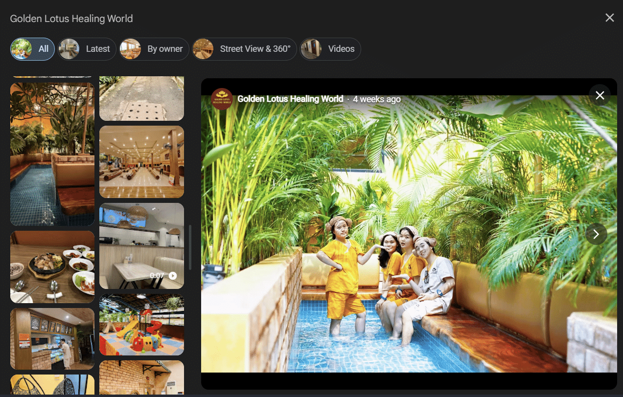 Không gian được đánh giá trên gg map Golden Lotus Healing Spa