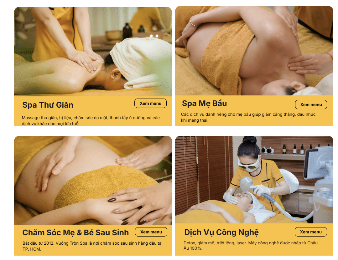 Dịch vụ phổ biến tại Vuông Tròn Spa