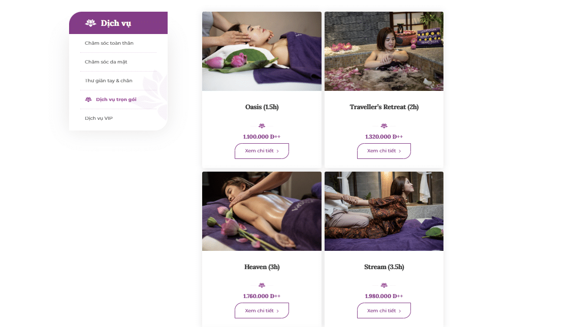 Combo liệu trình tại Sen Spa