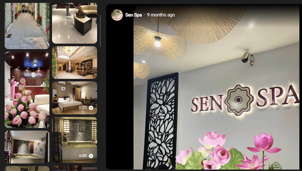 Không gian tại Sen Spa