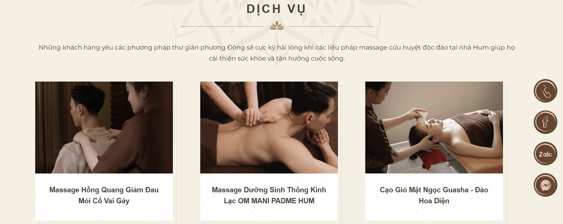 Dịch vụ tại Hum Spa