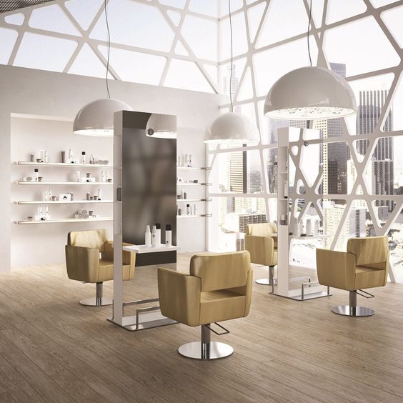 salon làm tóc thiết kế khung của trong suốt cách tân mới lạ tạo nên sự hiện đại và lộng lẫy.