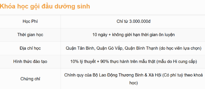 Thông tin học phí tại https://hispa.vn/dao-tao-goi-dau-duong-sinh